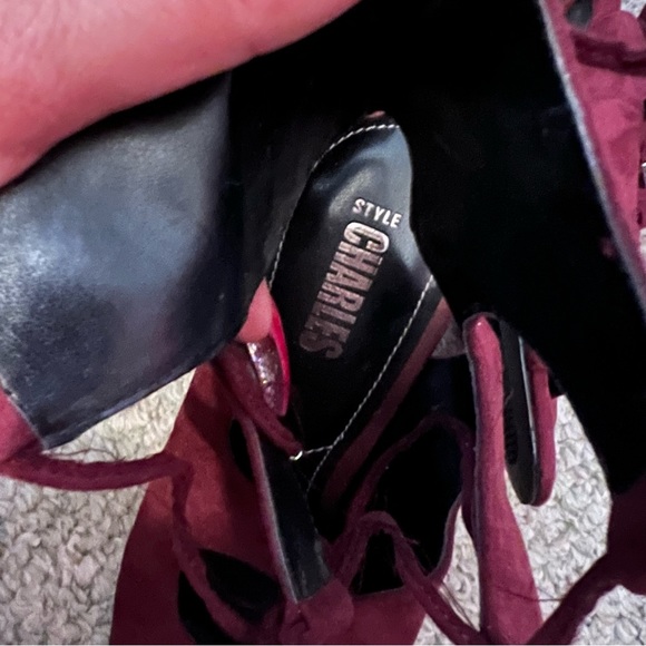 Maroon tie up gladiator heels - Picture 7 of 8